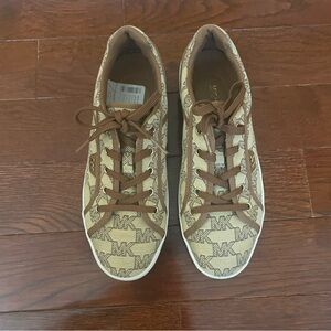 Michael Kors Tan and Brown Monogram Sneakers
